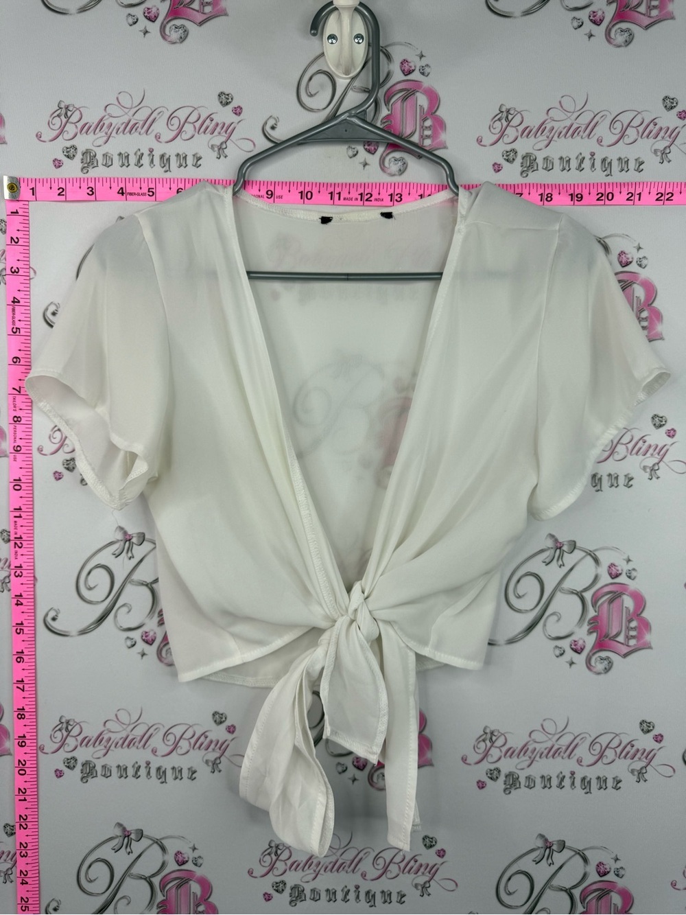 White Tie-Front Women's Top